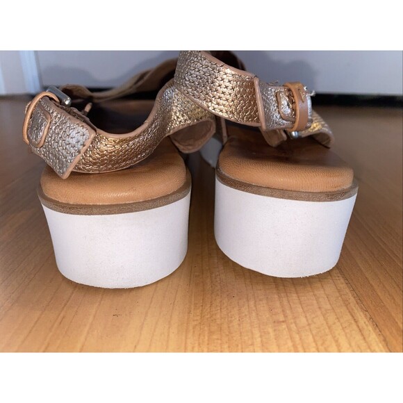 Gentle‎ Souls Prisca Cross Band Size 9.5 Leather Platform Sandals Rose Gold - Picture 11 of 12